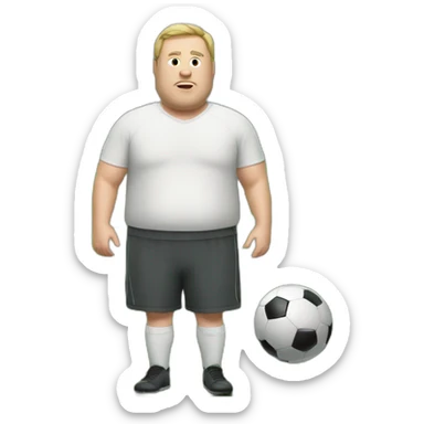 Fat white man play soccer sticker