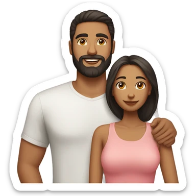 mixed race couple man with beard sticker