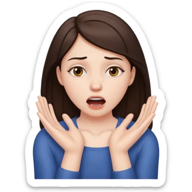 a brunette woman choking herself with her bare hands sticker