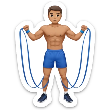 fit man with blue shorts resistance bands exercises sticker