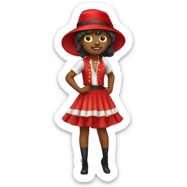 Dancer with red uniform im Gardetanz Stil mit Hut un Perücke und eine Beinführung halten. Helle Hautfarbe  sticker