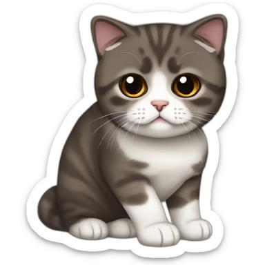 Dark brown Scottish fold breed cat sticker