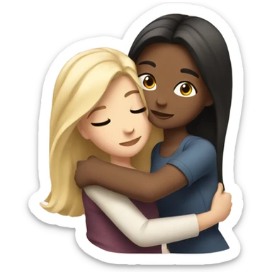 Brunette Girl hugs blonde girl sticker