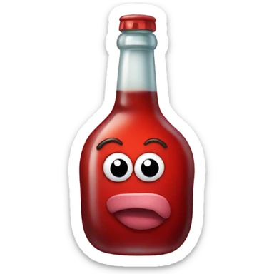 A red heart ❤️ with eyes, a mouth, and hands, tipsy and drunk, holding a bottle, looking wobbly and playful sticker