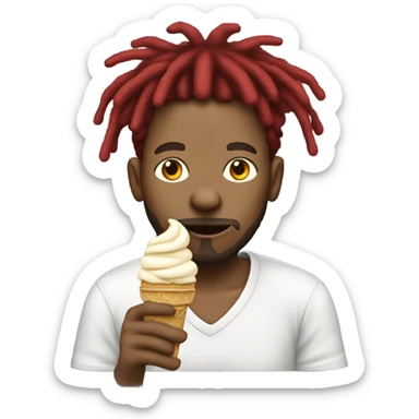 Rasta white guy with red dreads eating ice cream sticker