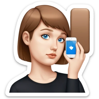 female, wearing black tshirt, short hair sticker