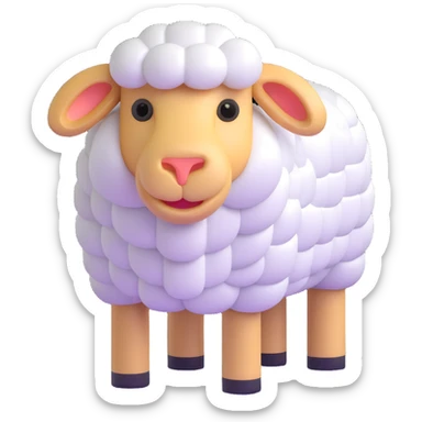 Minecraft sheep made out of square blocks, looks exactly like in the game sticker