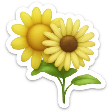 Un emoji de corista sonriente que este sosteniendo una flor amarilla  sticker
