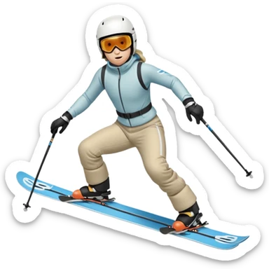 The skiing emoji with the front crotch area of the ski pants protruding in a comedically large oblong bulge sticker