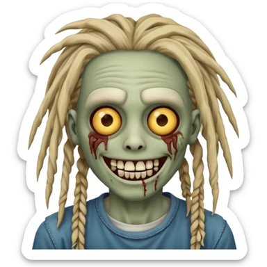 zombie with dreads with braces smiling  sticker