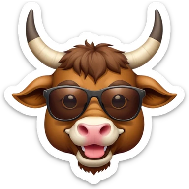 friendly anthropomorphised bull head wearing sunglasses sticker