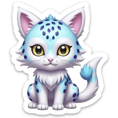 Pastel Shiny Cute Elegant Realistic Adorable Pretty Beautiful Meicoomon-Gatomon-Liepard-Pokémon-Digimon-Fakémon-fusion-hybrid-creature sticker