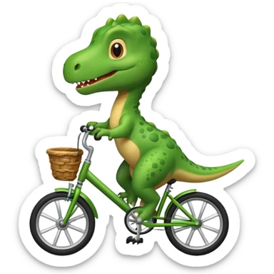 Baby dinosaur riding a bike  sticker