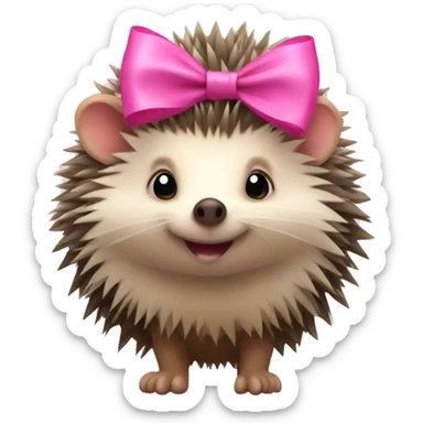 hedgehog with a pink bow sticker