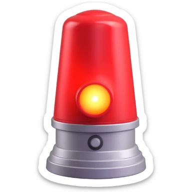 3D render of a red emergency siren light with a bright glow on top of a silver base, in Pixar-style, soft shadows, isolated on white background, professional but playful look

 sticker