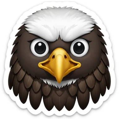 very simple and minimalistic whole body eagle emoji DOT eyes, only pupils, solid black , no iris, remove the white part of the eye sticker