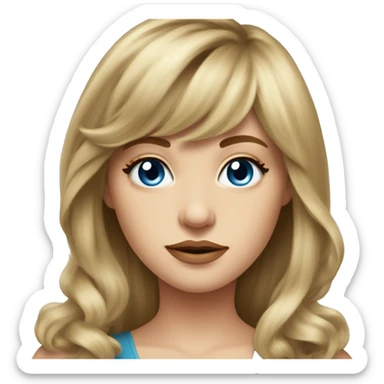 Medium length Dirty blonde voluminous hair with bangs and sides swept away from face girl with blue eyes  sticker