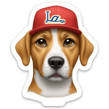 Dog with Los Angeles hat sticker