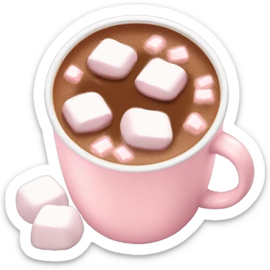 Light Pink mug of hot chocolate with marshmallows  sticker