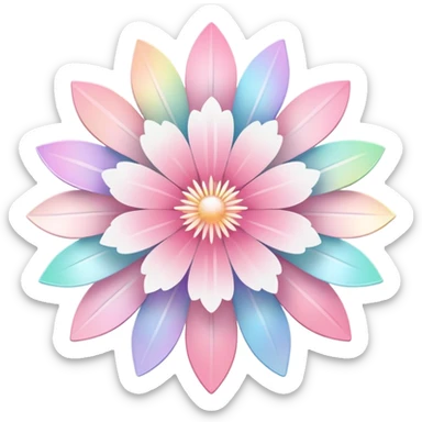 Cute Pastel pink and white Cherry Blossom Sakura Starburst Iridescent Pastel Rainbow sticker