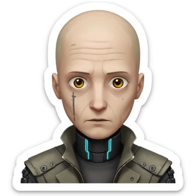 cyberpunk poor man whihout hair sticker