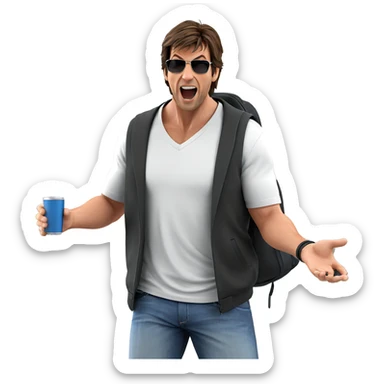 casual cool guy portrait sticker