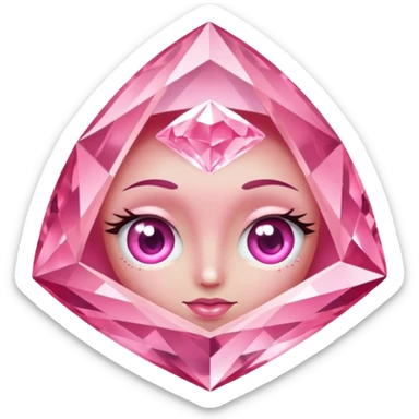 pink diamond with eyes, no nose, shiny and beautiful sticker