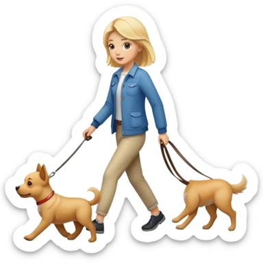 blonde-girl-walking-dog sticker