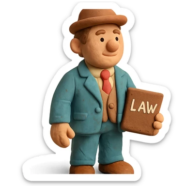 claymation-style lawyer with a matte, plasticine look and pastel colors sticker