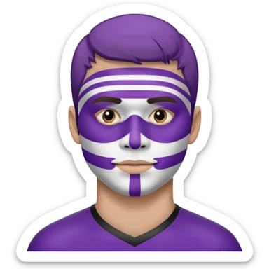maak en emojie die paarse en witte streppen op zijn gezicht heeft want hij is een suporter van anderlecht sticker