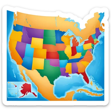 a map of the United States sticker