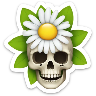 daisy flower with a skull in the middle sticker
