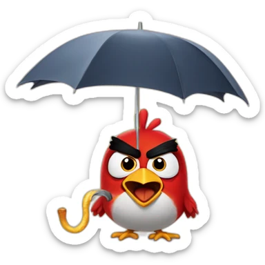 Angry bird eats an umbrella sticker