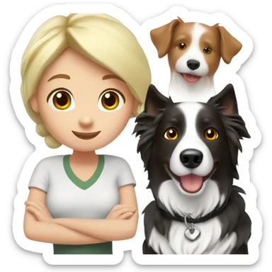 Border Collies with blonde girl sticker