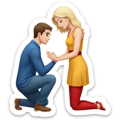 Man on knees facing standing woman  sticker