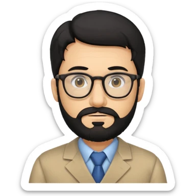 Professor in the la casa de papel TV show, with black hair and beard sticker