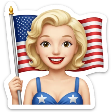 Marilyn Monroe, with american flag sticker