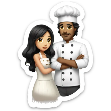 Chef kissing princess with black hair  sticker