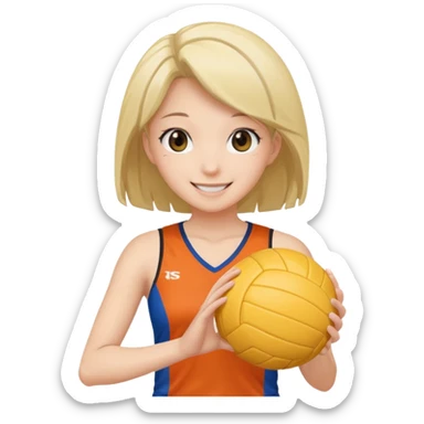 volleyball player, anime girl, with volleyball ball sticker