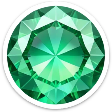 round cut emerald gemstone with rich green color and holographic iridescent shine sticker