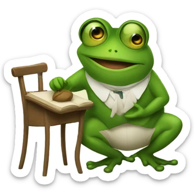 a frog teaching a lass sticker