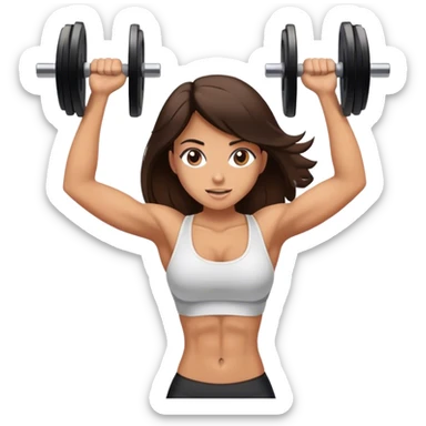 brunette girl with abs lifting weights sticker