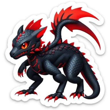 Modern Futuristic Scaly Cyber-Salandit-Litten-Hybrid (Full body) sticker