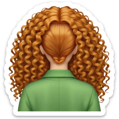 Ginger long curly hair lady with green clothes from the back sticker