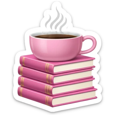 Pink Books and Cute Coffee  sticker