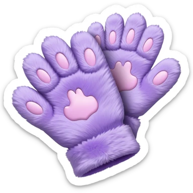 Pastel purple fuzzy cozy furry cat paw gloves  sticker