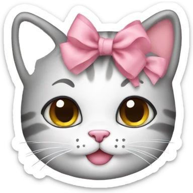 Cute cat with bows pink sticker