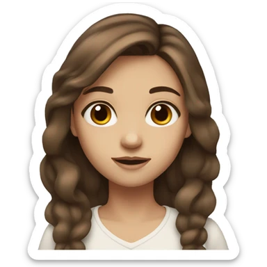 girl with a brown hair a white brown skin and brown eyes  sticker