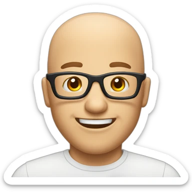 Bald man with glasses with neckbeard excited about video games sticker