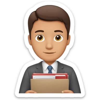 30s male office worker holding documents sticker